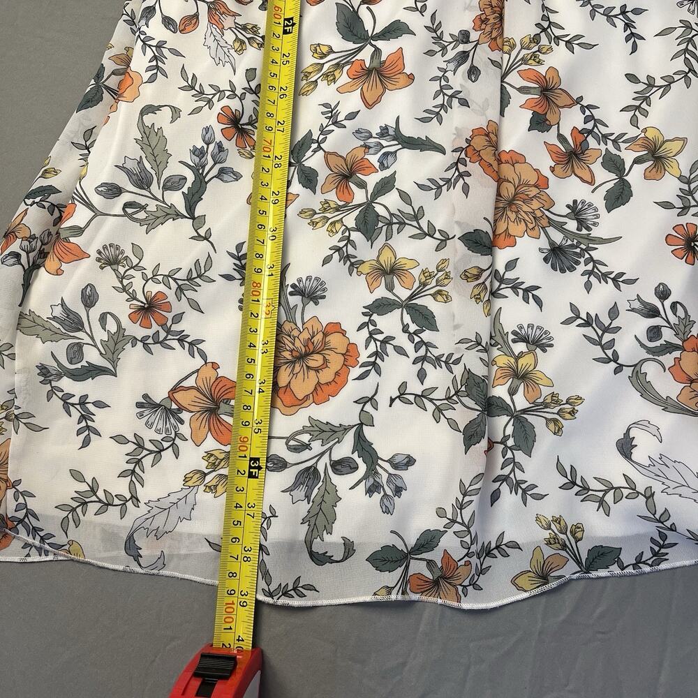 Tacera 2X Floral 3/4 Sheer Flutter Sleeve Lined Elastic Waist Knee Length - Picture 7 of 11